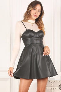 Vegan leather bustier mini dress - Exotica Luxe Boutique