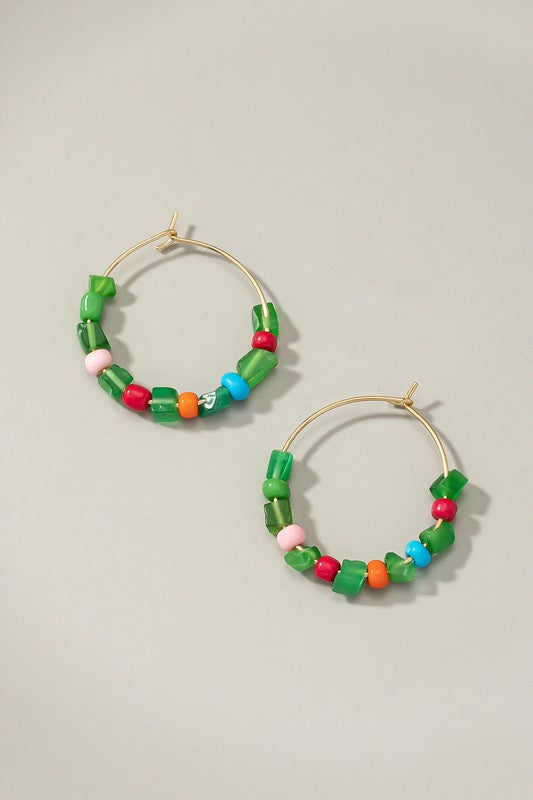 Natural Stone chip hoop earrings - Exotica Luxe Boutique