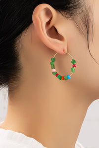 Natural Stone chip hoop earrings - Exotica Luxe Boutique