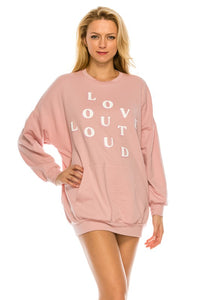 LOVE OUT LOUD Long Sleeve Shirt Dress - Exotica Luxe Boutique