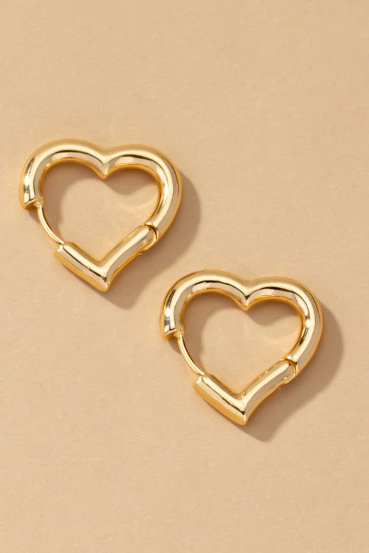 Heart shape hinged huggie hoop earrings - Exotica Luxe Boutique