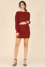 Load image into Gallery viewer, Ribbed knit crop top and skirt set