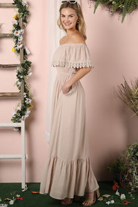 Off the Shoulder Flowy Maxi Dress - Exotica Luxe Boutique