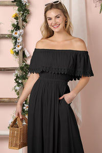 Off the Shoulder Flowy Maxi Dress - Exotica Luxe Boutique