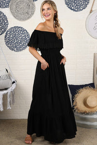 Off the Shoulder Flowy Maxi Dress - Exotica Luxe Boutique