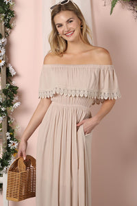 Off the Shoulder Flowy Maxi Dress - Exotica Luxe Boutique