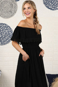 Off the Shoulder Flowy Maxi Dress - Exotica Luxe Boutique