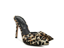 Load image into Gallery viewer, Joelle High Heel Bow Tie Leopard Print Mules - Exotica Luxe Boutique