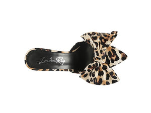 Joelle High Heel Bow Tie Leopard Print Mules - Exotica Luxe Boutique