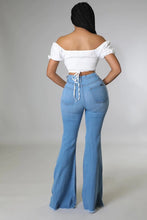 Load image into Gallery viewer, Knee Rip Flare Jean in Medium Wash