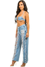 Load image into Gallery viewer, SEXY DENIM TWO PIECE PANT SET