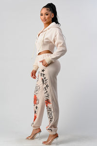 CASUAL JACKET AND GRAPHIC PANTS SET - Exotica Luxe Boutique