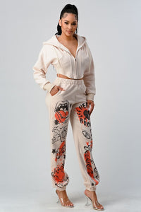 CASUAL JACKET AND GRAPHIC PANTS SET - Exotica Luxe Boutique