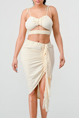 CROP TOP & SPLIT TIGHT SKIRT SET