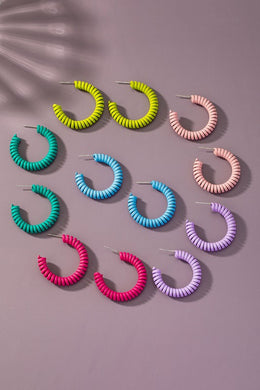 Spiral metal hoop earrings with color coating - Exotica Luxe Boutique