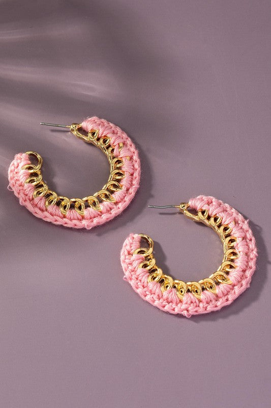 Cord braided link chain hoop earrings - Exotica Luxe Boutique