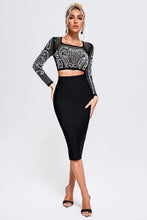 Load image into Gallery viewer, Sexy Mesh Beaded Two Piece Midi Skirt Set