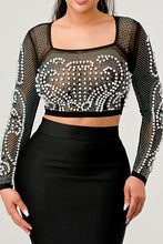 Load image into Gallery viewer, Sexy Mesh Beaded Two Piece Midi Skirt Set