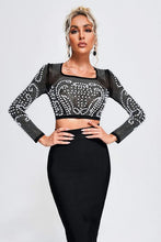 Load image into Gallery viewer, Sexy Mesh Beaded Two Piece Midi Skirt Set