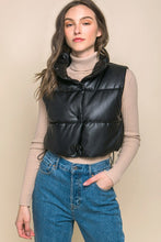 Load image into Gallery viewer, PU Faux Leather puffer West With Snap Button - Exotica Luxe Boutique