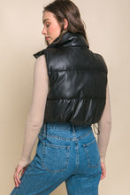 Load image into Gallery viewer, PU Faux Leather puffer West With Snap Button - Exotica Luxe Boutique