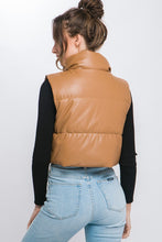 Load image into Gallery viewer, PU Faux Leather puffer West With Snap Button - Exotica Luxe Boutique