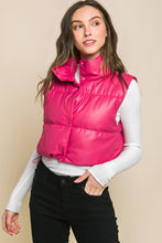 Load image into Gallery viewer, PU Faux Leather puffer West With Snap Button - Exotica Luxe Boutique