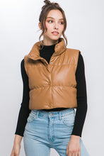 Load image into Gallery viewer, PU Faux Leather puffer West With Snap Button - Exotica Luxe Boutique