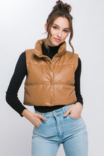 Load image into Gallery viewer, PU Faux Leather puffer West With Snap Button - Exotica Luxe Boutique