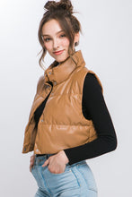 Load image into Gallery viewer, PU Faux Leather puffer West With Snap Button - Exotica Luxe Boutique