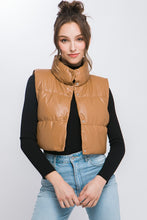 Load image into Gallery viewer, PU Faux Leather puffer West With Snap Button - Exotica Luxe Boutique