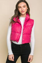 Load image into Gallery viewer, PU Faux Leather puffer West With Snap Button - Exotica Luxe Boutique