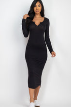 Load image into Gallery viewer, Split Neck Long Sleeve Midi Dress - Exotica Luxe Boutique