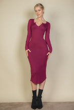 Load image into Gallery viewer, Split Neck Long Sleeve Midi Dress - Exotica Luxe Boutique