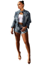 Load image into Gallery viewer, FAHION DENIM TWO PIECE SHOTR SET